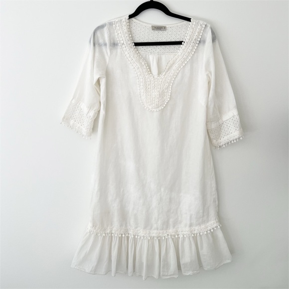 Eyelet Beach / Swim Coverup Women’s XS Boho Linen - Picture 1 of 7